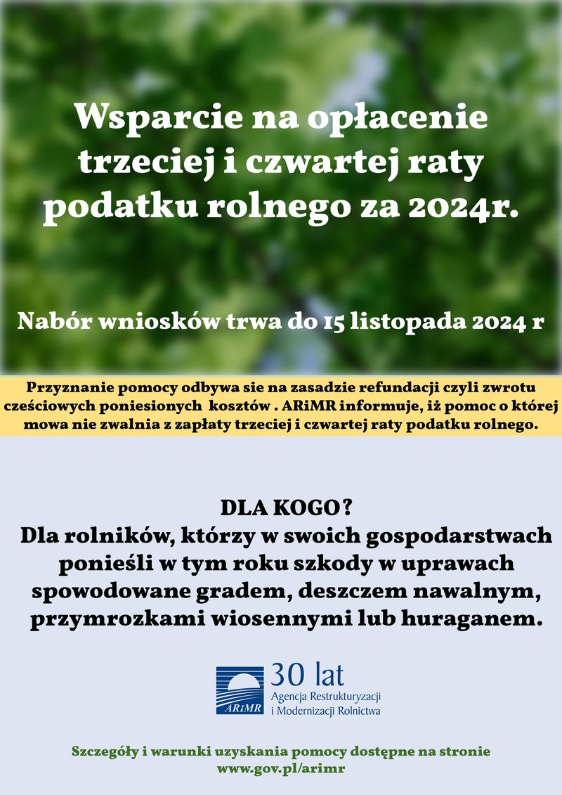 wsparcie na 3 i 4 ratę podatku